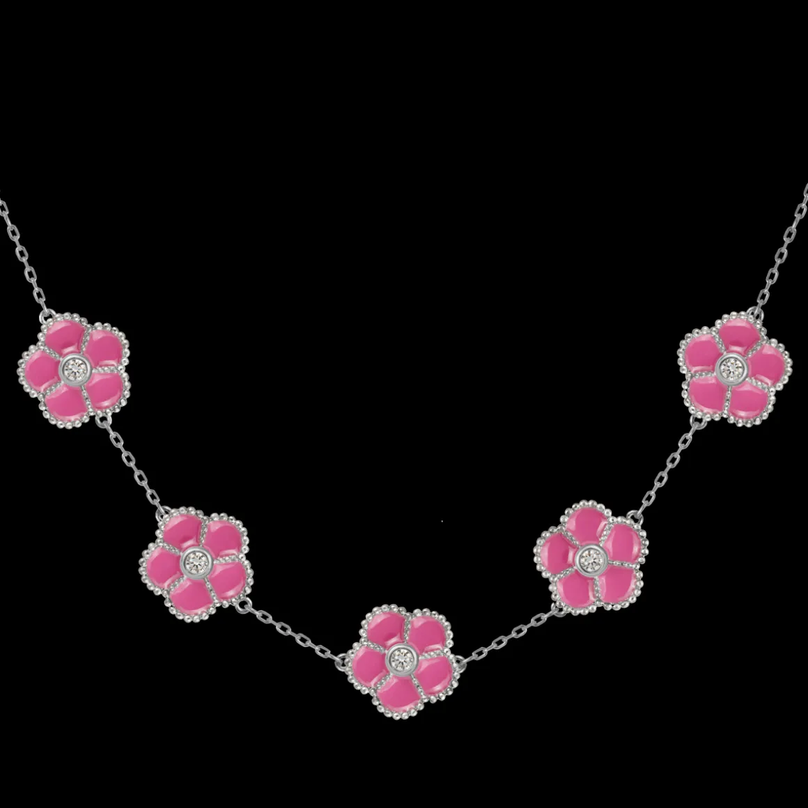Jacques Lemans Kette "Blumen" Sterlingsilber mit Emaille/Topasen Sale