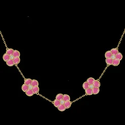 Jacques Lemans Kette "Blumen" Sterlingsilber vergoldet mit Emaille/Topasen Sale