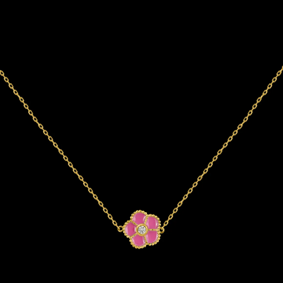 Jacques Lemans Kette "Blume" Sterlingsilber vergoldet mit Emaille/Topas Fashion