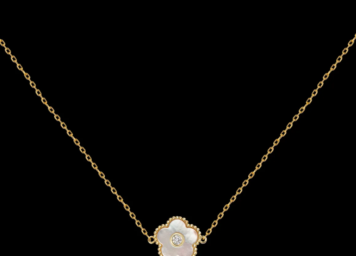 Jacques Lemans Kette "Blume" Sterlingsilber vergoldet mit Perlmutt/Topas Discount