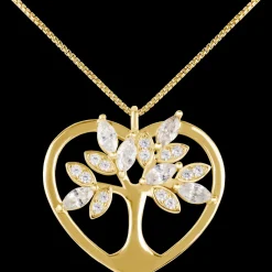 Jacques Lemans Kette "Herz/Lebensbaum" Sterlingsilber vergoldet mit Topasen Flash Sale