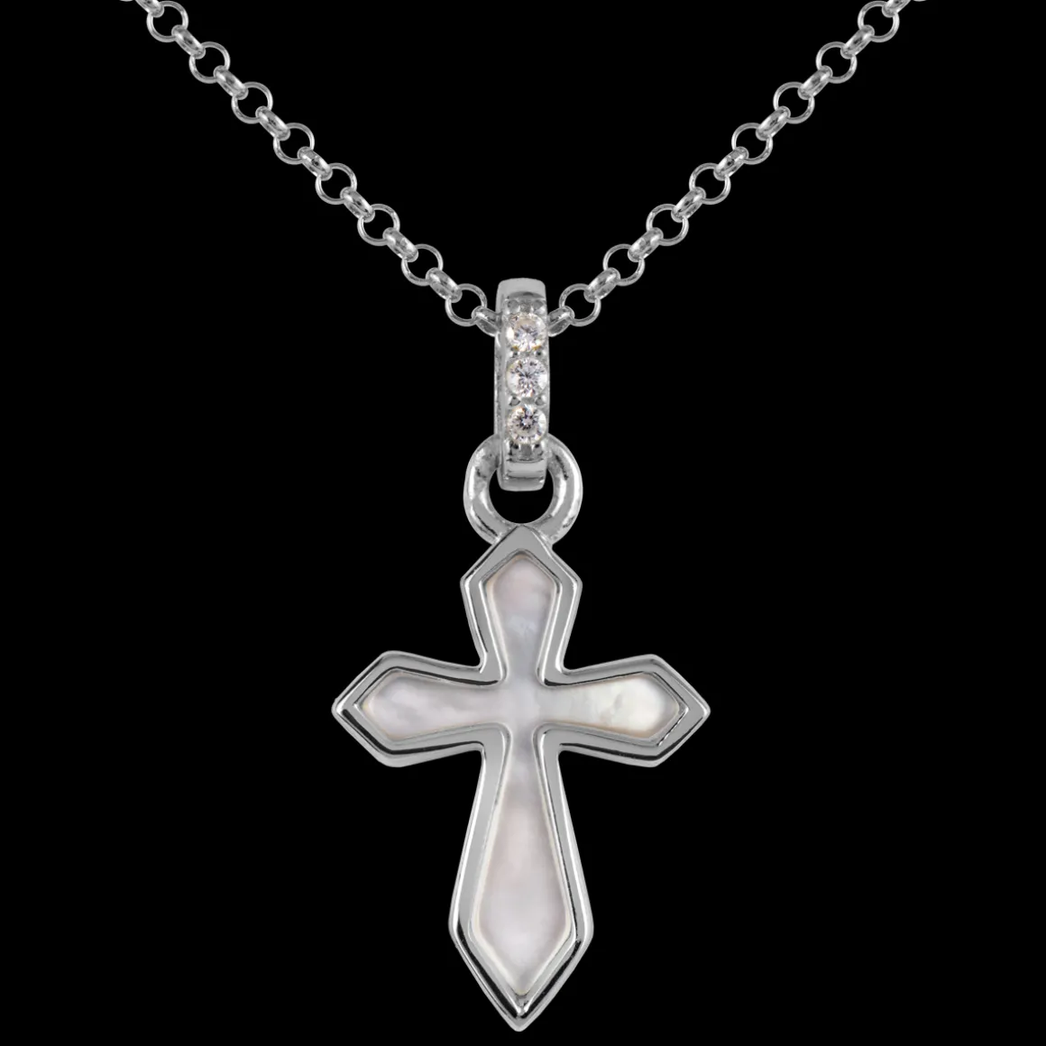 Jacques Lemans Kette "Kreuz" Sterlingsilber mit Perlmutt/Topase Fashion