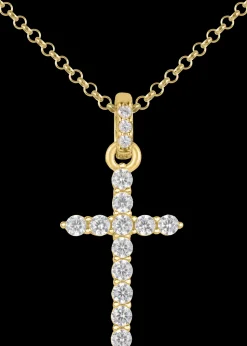 Jacques Lemans Kette "Kreuz" Sterlingsilber vergoldet mit Topasen Flash Sale