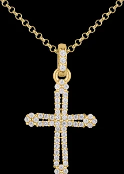 Jacques Lemans Kette "Kreuz" Sterlingsilber vergoldet mit Topasen Online