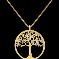 Jacques Lemans Kette "Lebensbaum" Sterlingsilber vergoldet mit Topasen Flash Sale