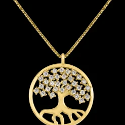 Jacques Lemans Kette "Lebensbaum" Sterlingsilber vergoldet mit Topasen New