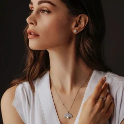 Jacques Lemans Kette Sterlingsilber mit weißen Topas Edelsteinen & Perle Sale