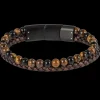 Jacques Lemans Lederarmband mit gelbem Tigerauge Sale