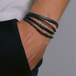 Jacques Lemans Lederarmband mit Hematite Flash Sale