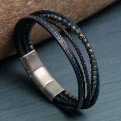 Jacques Lemans Lederarmband mit Hematite Flash Sale