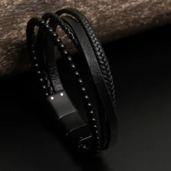 Jacques Lemans Lederarmband mit Onyx Clearance