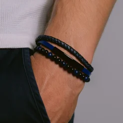 Jacques Lemans Lederarmband mit Onyx/Lapislazuli Best