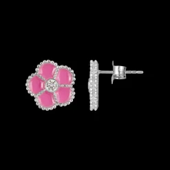 Jacques Lemans Ohrstecker "Blume" Sterlingsilber mit Emaille/Topas Store