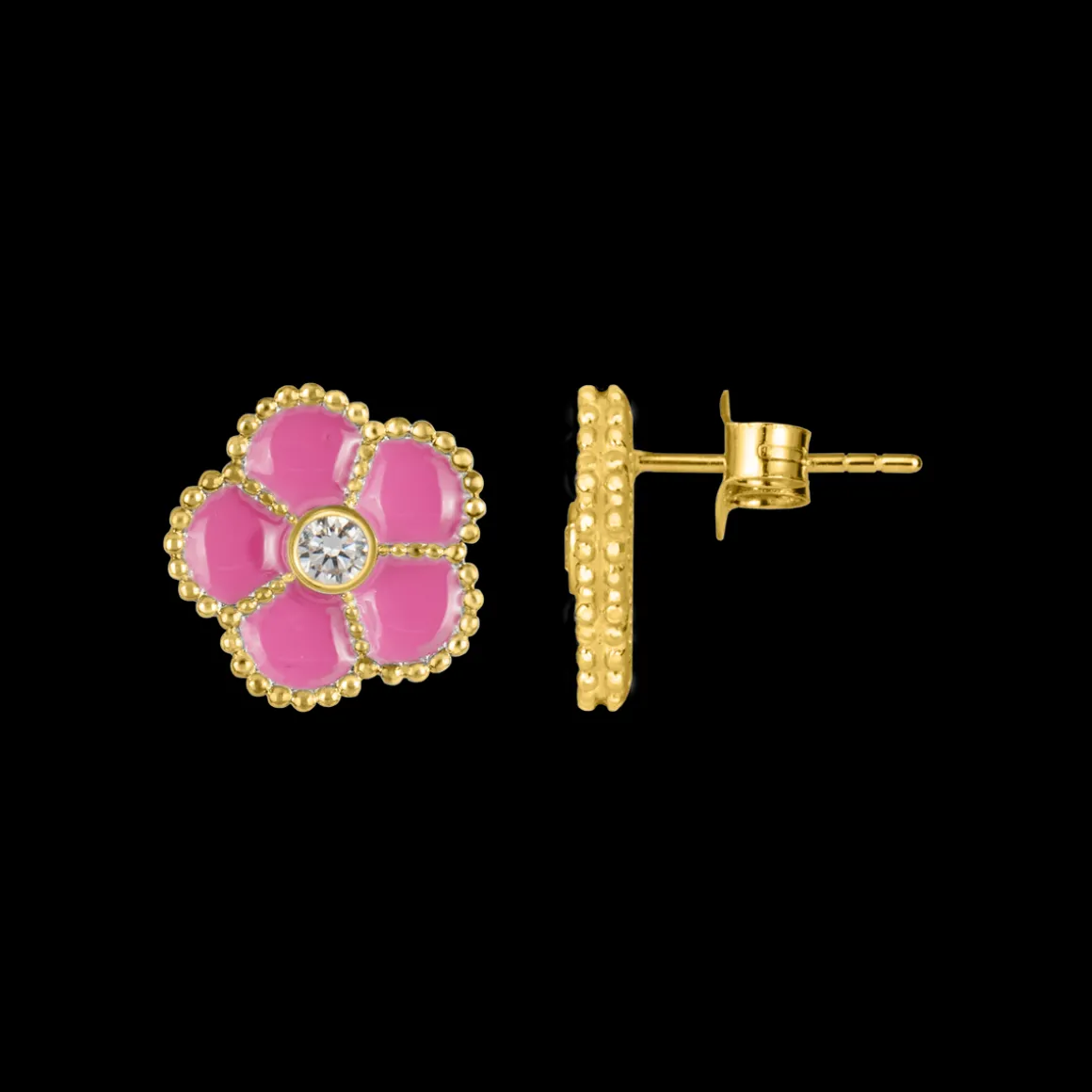 Jacques Lemans Ohrstecker "Blume" Sterlingsilber vergoldet mit Emaille/Topa Discount