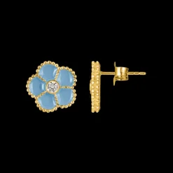 Jacques Lemans Ohrstecker "Blume" Sterlingsilber vergoldet mit Emaille/Topa Flash Sale