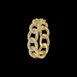 Jacques Lemans Panzer Ring Sterlingsilber vergoldet mit Topasen Hot