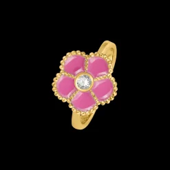 Jacques Lemans Ring "Blume" Sterlingsilber vergoldet mit Emaille/Topas Cheap