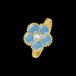 Jacques Lemans Ring "Blume" Sterlingsilber vergoldet mit Emaille/Topas Outlet