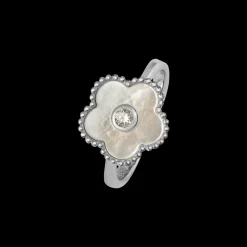 Jacques Lemans Ring "Blume" Sterlingsilber mit Perlmutt/Topas Cheap