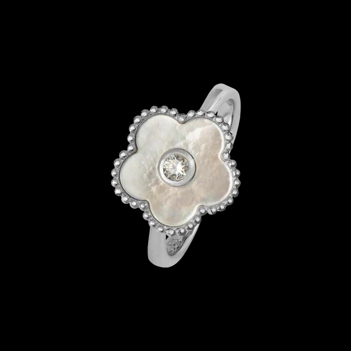 Jacques Lemans Ring "Blume" Sterlingsilber mit Perlmutt/Topas Cheap
