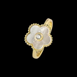 Jacques Lemans Ring "Blume" Sterlingsilber vergoldet mit Perlmutt/Topas Store