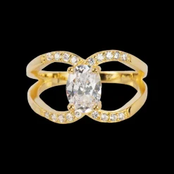 Jacques Lemans Ring Sterlingsilber vergoldet mit Topasen New